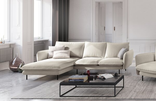 -25 % Dny MOMENTI– Cosmopolitan Design Světle béžová čalouněná rohová pohovka Vienna 225 cm, levá