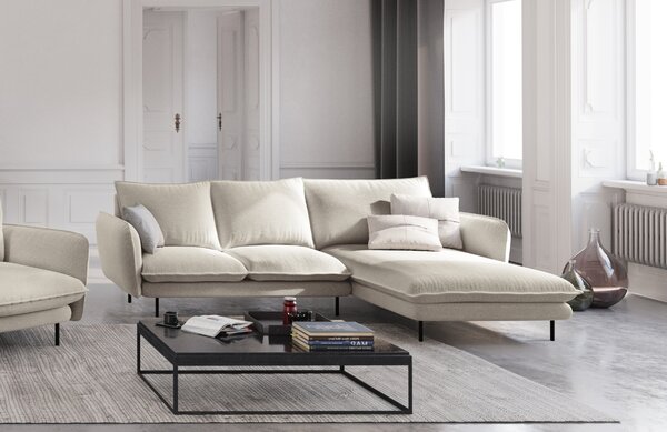 -25 % Dny MOMENTI– Cosmopolitan Design Světle béžová čalouněná rohová pohovka Vienna 225 cm, pravá