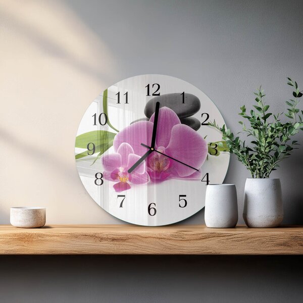 Skleněné nástěnné hodiny Orchidej zsoc-fi30-00174225