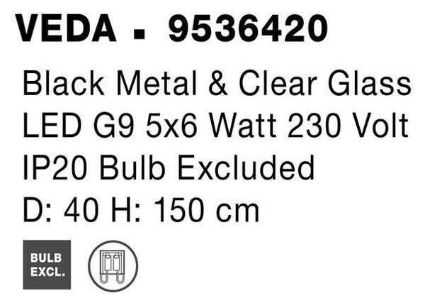 Nova Luce Závěsné svítidlo VEDA, čiré sklo G9 5x6W Barva: Mosaz