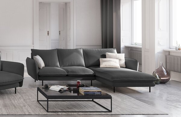 -25 % Dny MOMENTI– Cosmopolitan Design Tmavě šedá čalouněná rohová pohovka Vienna 225 cm, pravá