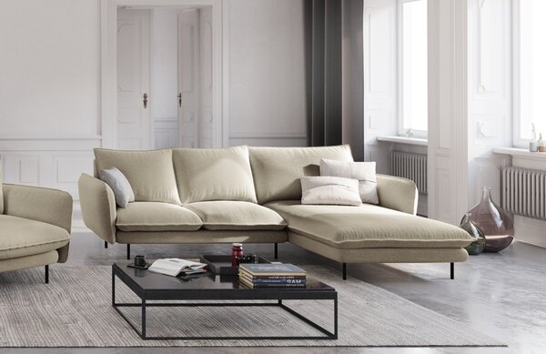 -25 % Dny MOMENTI– Cosmopolitan Design Béžová čalouněná rohová pohovka Vienna 225 cm, pravá