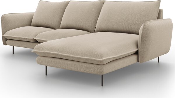 -25 % Dny MOMENTI– Cosmopolitan Design Béžová čalouněná rohová pohovka Vienna 225 cm, pravá