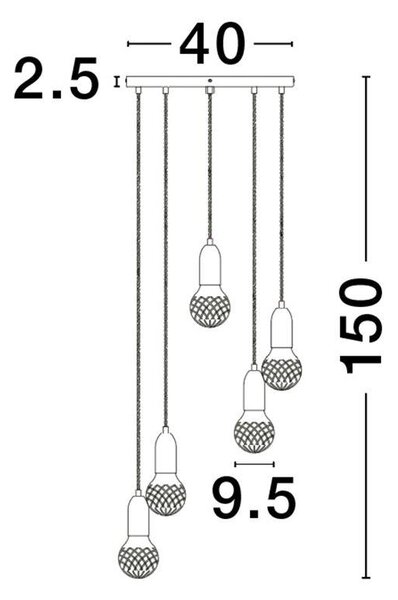 Nova Luce Závěsné svítidlo VEDA, čiré sklo G9 5x6W Barva: Mosaz