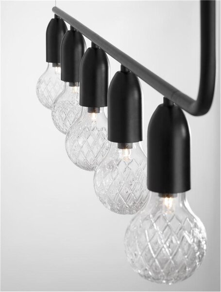 Nova Luce Závěsné svítidlo VEDA, čiré sklo G9 5x6W Barva: Černá