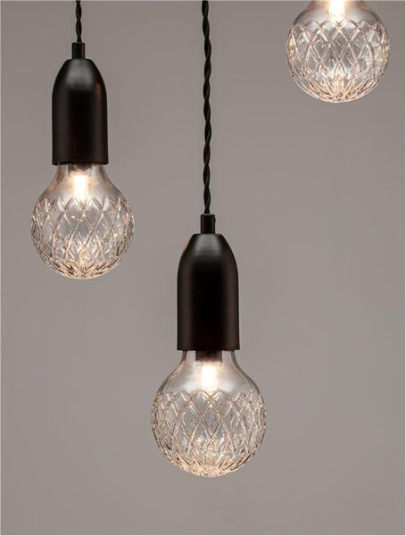 Nova Luce Závěsné svítidlo VEDA, čiré sklo G9 3x6W Barva: Černá