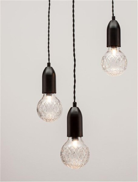 Nova Luce Závěsné svítidlo VEDA, čiré sklo G9 3x6W Barva: Černá