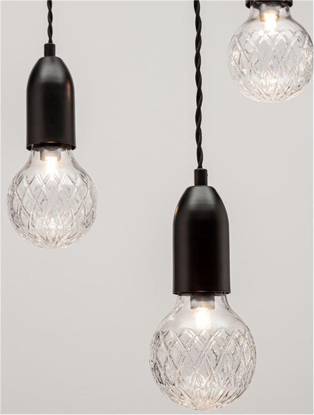 Nova Luce Závěsné svítidlo VEDA, čiré sklo G9 3x6W Barva: Černá