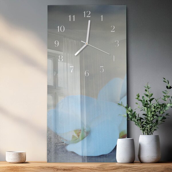 Skleněné hodiny vertikální Orchidej zsppb-30x60-00090756