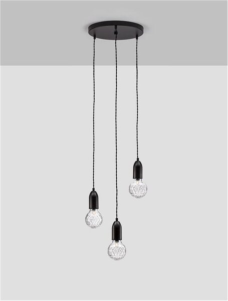 Nova Luce Závěsné svítidlo VEDA, čiré sklo G9 3x6W Barva: Černá