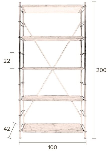 Hnědý regál DUTCHBONE Iron 200 x 100 cm