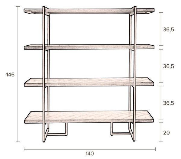 Hnědý dřevěný regál DUTCHBONE Class 146 x 140 cm
