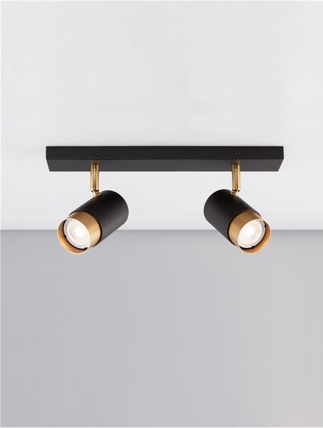 Nova Luce Bodové svítidlo POGNO černá a zlatý hliník GU10 2x10W