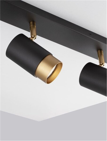 Nova Luce Bodové svítidlo POGNO černá a zlatý hliník GU10 3x10W