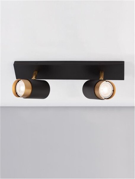 Nova Luce Bodové svítidlo POGNO černá a zlatý hliník GU10 2x10W