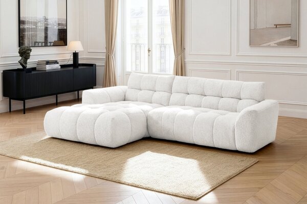 -25 % Dny MOMENTI– Bobochic Paris Bílá rohová pohovka Jaya 277 cm, levá