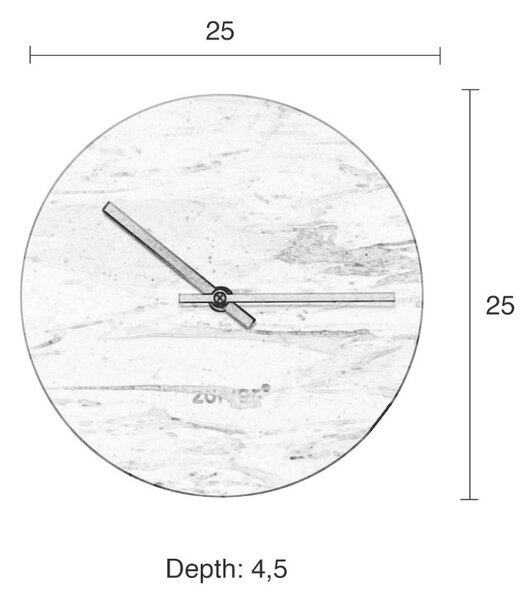 Bílé nástěnné mramorové hodiny ZUIVER MARBLE TIME 25 cm