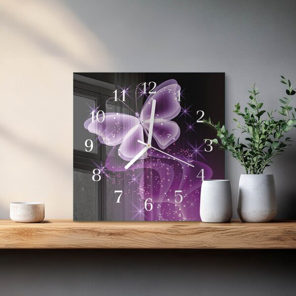 Skleněné hodiny Motýl zskb-30x30-00058238