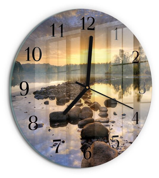 Skleněné nástěnné hodiny Jezero Natura zsoc-fi30-00176293