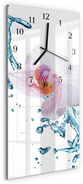 Skleněné hodiny vertikální Orchidej zsppc-30x60-00175259