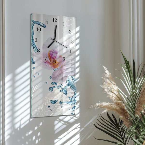 Skleněné hodiny vertikální Orchidej zsppc-30x60-00175259
