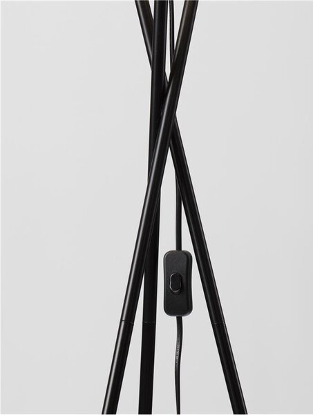 Nova Luce Stojací lampa RETRO černé stínidlo černý kov E27 1x12W