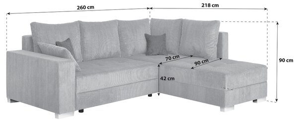 ROHOVÁ SEDAČKA, textil, kompozitní dřevo, šedohnědá P & B - Sedací soupravy, Online Only