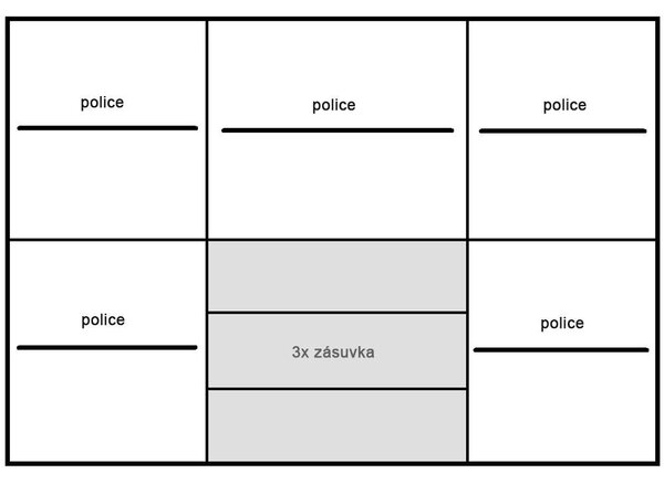 INDIANAPOLIS k | vitrína I-22 s policemi a zásuvkami | 137 cm | kraft bílý