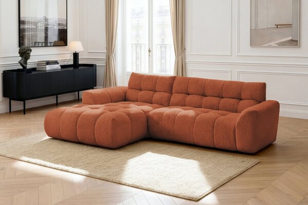-25 % Dny MOMENTI– Bobochic Paris Terakotově oranžová rohová pohovka Jaya 277 cm, levá