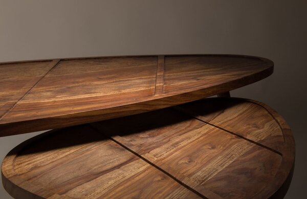 Hnědý set sheeshamových konferenčních stolků DUTCHBONE Sham 110x60 cm