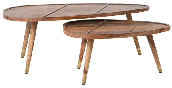 Hnědý set sheeshamových konferenčních stolků DUTCHBONE Sham 110x60 cm