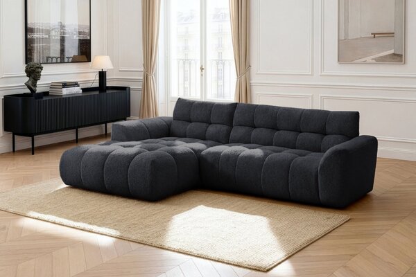 -25 % Dny MOMENTI– Bobochic Paris Černá rohová pohovka Jaya 277 cm, levá