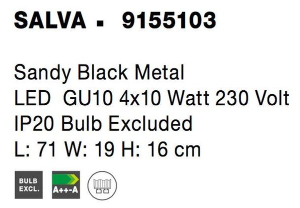 Nova Luce Bodové svítidlo SALVA černý kov GU10 4x10W