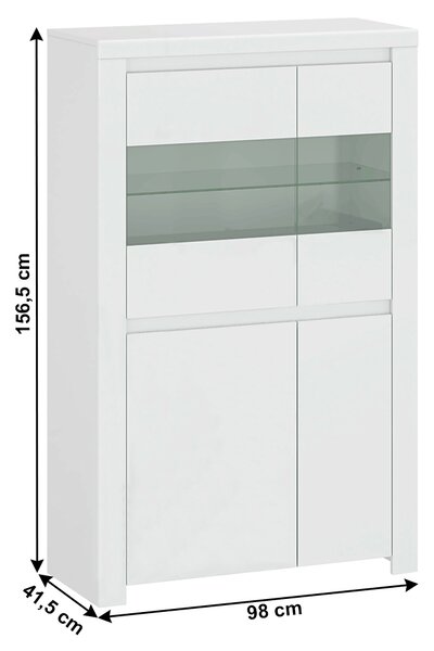 Vitrína Lafer 2D2W (bílý lesk)