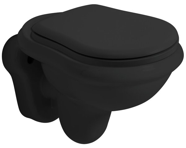 Kerasan RETRO závěsná WC mísa, 38x52cm, černá mat