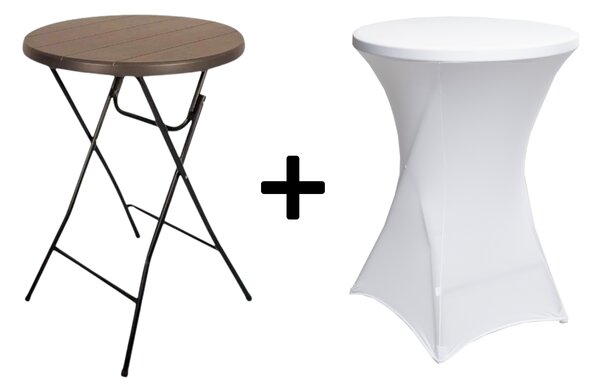 AKCE! Bistro stolek koktejlový průměr 80 cm - IMITACE RATANU BSTL80R Barva ubrusu: ČERNÁ / BLACK