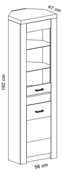 INDIANAPOLIS k | vitrína I-23 ROHOVÁ | 56 cm | UNI provedení | kraft bílý