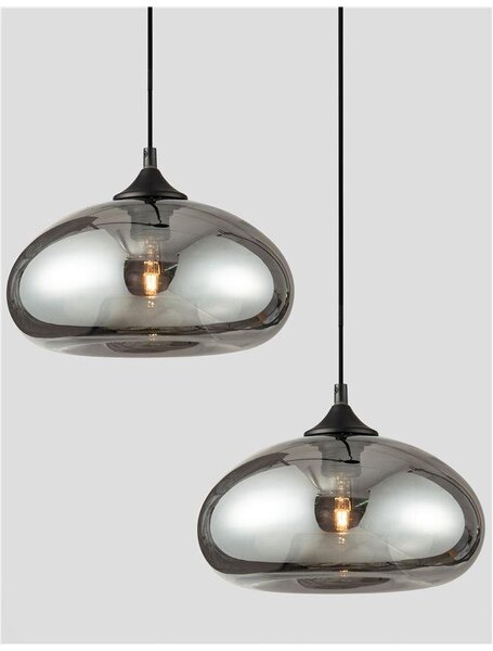 Nova Luce Závěsné svítidlo SAVAZ chromové sklo černý kov černý kabel E27 1x12W