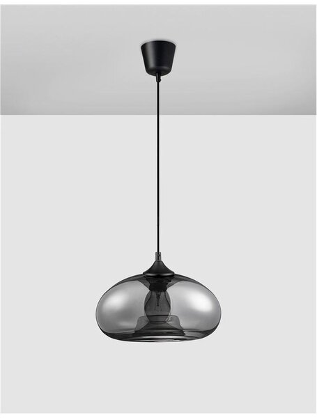 Nova Luce Závěsné svítidlo SAVAZ chromové sklo černý kov černý kabel E27 1x12W