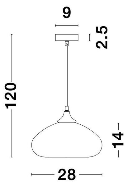 Nova Luce Závěsné svítidlo SAVAZ chromové sklo černý kov černý kabel E27 1x12W