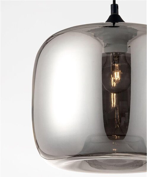 Nova Luce Závěsné svítidlo SAVAZ chromové sklo černý kov černý kabel E27 1x12W