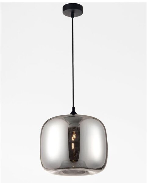 Nova Luce Závěsné svítidlo SAVAZ chromové sklo černý kov černý kabel E27 1x12W