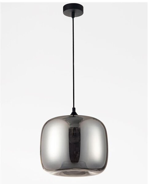 Nova Luce Závěsné svítidlo SAVAZ chromové sklo černý kov černý kabel E27 1x12W