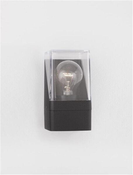 Nova Luce Venkovní nástěnné svítidlo SELENA antracitový hliník a čirý akryl E27 1x12W IP65