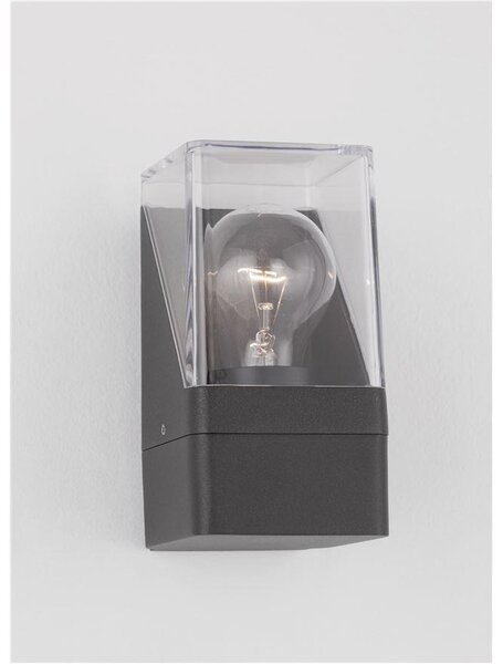 Nova Luce Venkovní nástěnné svítidlo SELENA antracitový hliník a čirý akryl E27 1x12W IP65
