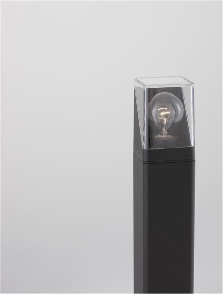 Nova Luce Venkovní sloupkové svítidlo SELENA antracitový hliník a čirý akryl E27 1x12W IP65