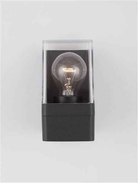 Nova Luce Venkovní nástěnné svítidlo SELENA antracitový hliník a čirý akryl E27 1x12W IP65
