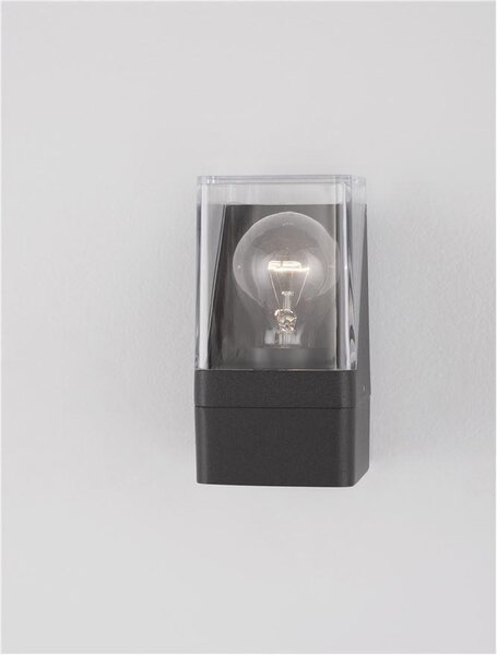 Nova Luce Venkovní nástěnné svítidlo SELENA antracitový hliník a čirý akryl E27 1x12W IP65