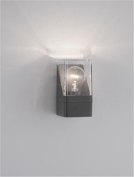 Nova Luce Venkovní nástěnné svítidlo SELENA antracitový hliník a čirý akryl E27 1x12W IP65