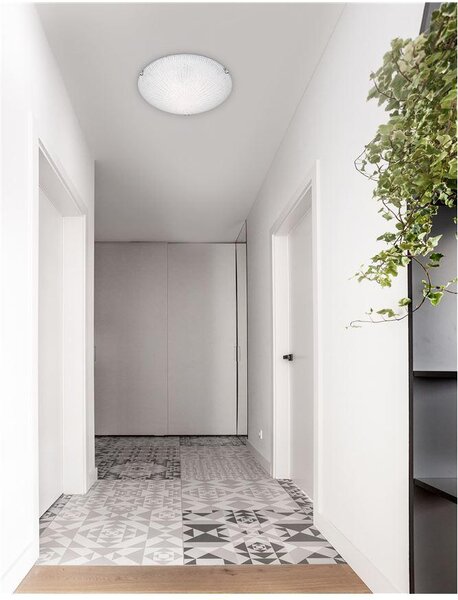 Nova Luce Stropní svítidlo SHELL bílá a čiré strukturované sklo E27 2x12W
